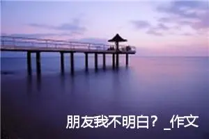 朋友我不明白？_作文300字_小学议论文作文